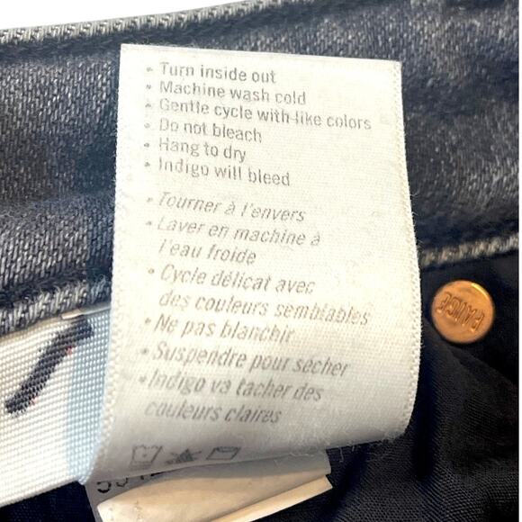 Paige Cindy Straight Jeans in Ash Black Size 34 – Raw Hem, Premium Stretch Denim - Picture 12 of 13